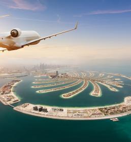 Aeroplane flying over Atlantis Palm Dubai