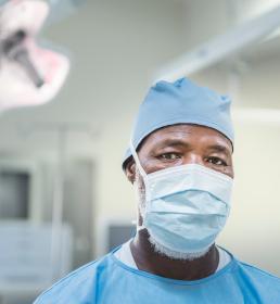 Surgeon wearing mask