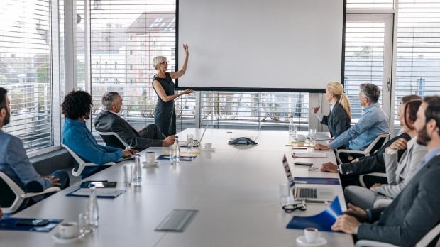 A board meeting in progress